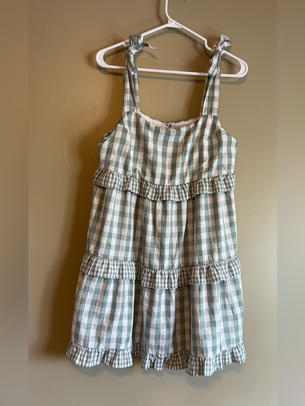 Idem Ditto Gingham Tiered Tie Shoulder Mini Dress